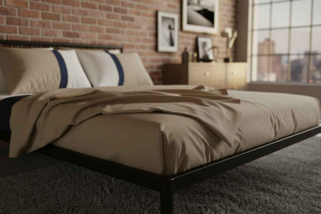 Luxe Stripe Bedsheet Set – Beige & Navy