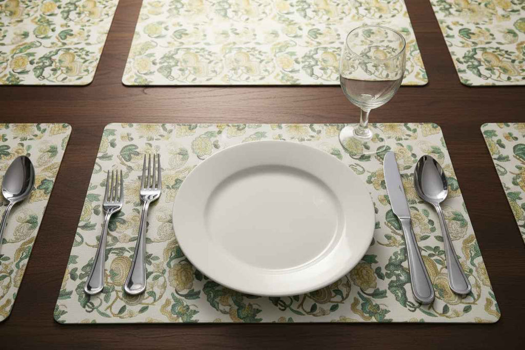 Botanical Floral Dining Table Mat | Premium Jacquard Weave I Set Of 6