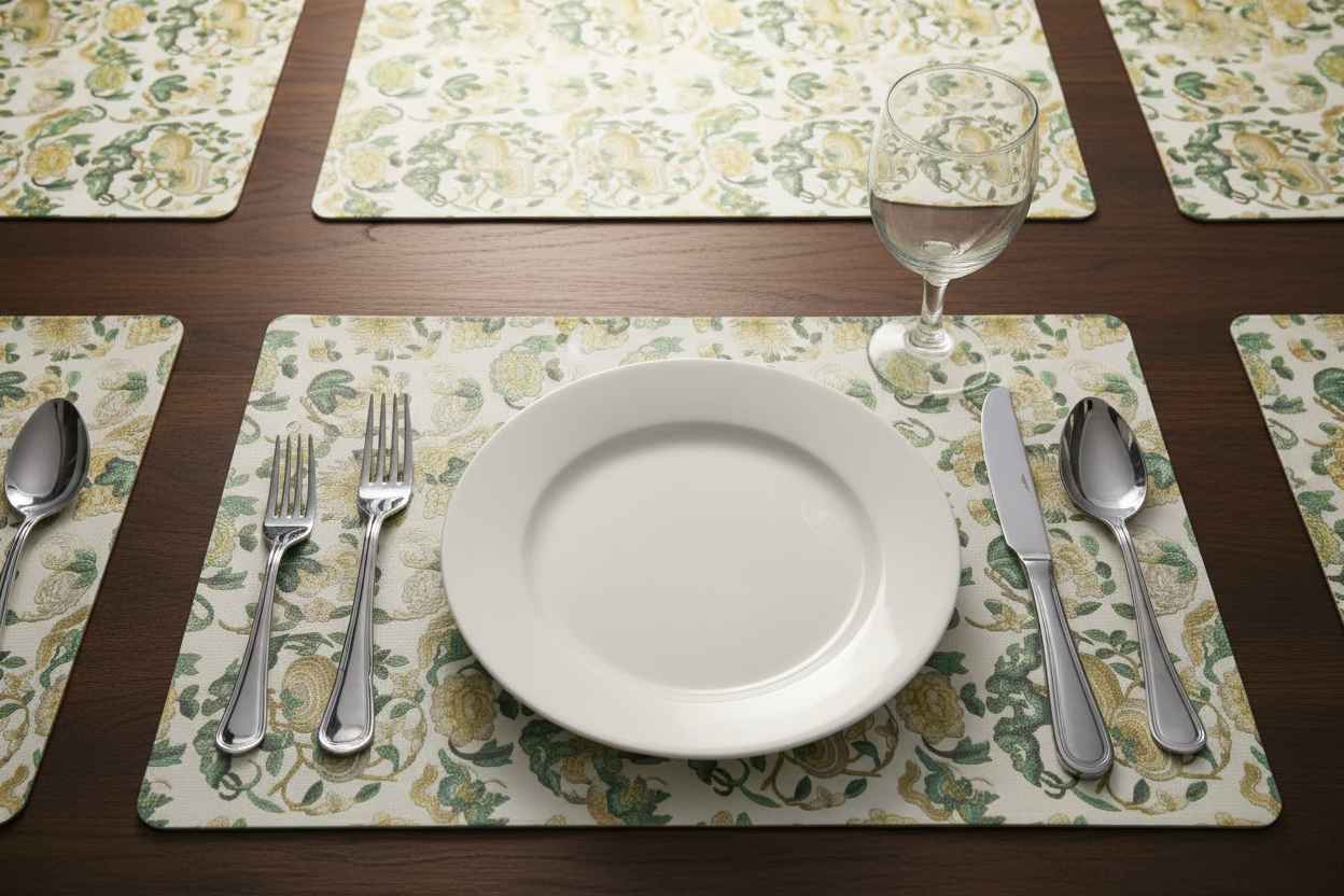 Botanical Floral Dining Table Mat | Premium Jacquard Weave I Set Of 6