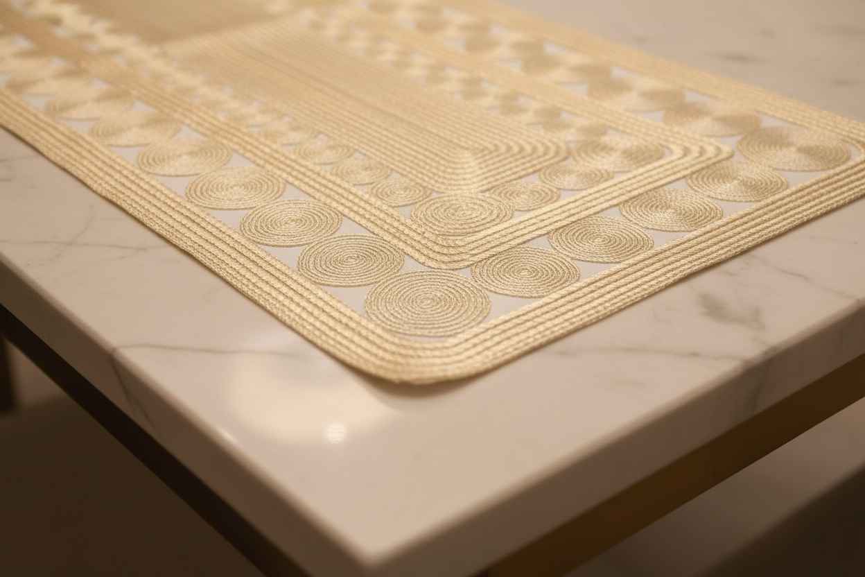 Gold Spiral Embroidered Table Runner