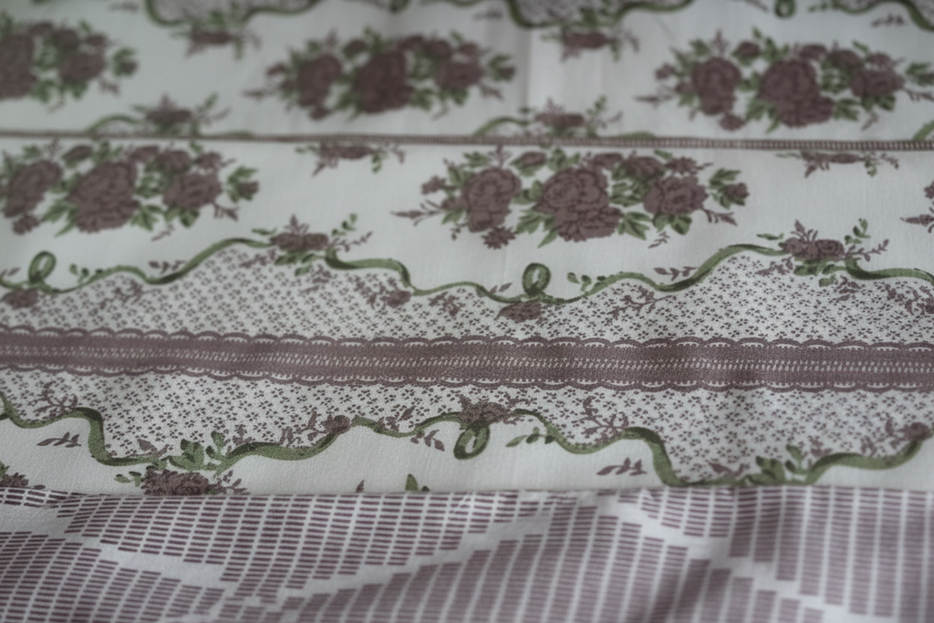 100% Pure Cotton King Size Bedsheet Set | Brown Green Floral Rose Stripe Pattern | 108x108 Inches