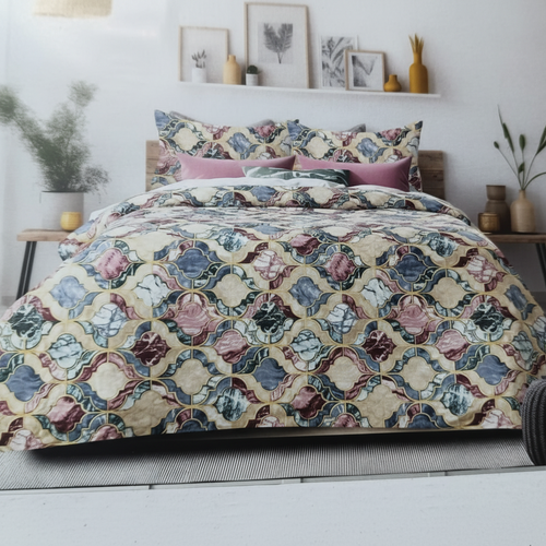 Bedsheet Set with Pillow Covers -| Premium Quatrefoil Marbled Pattern with Premium Packing