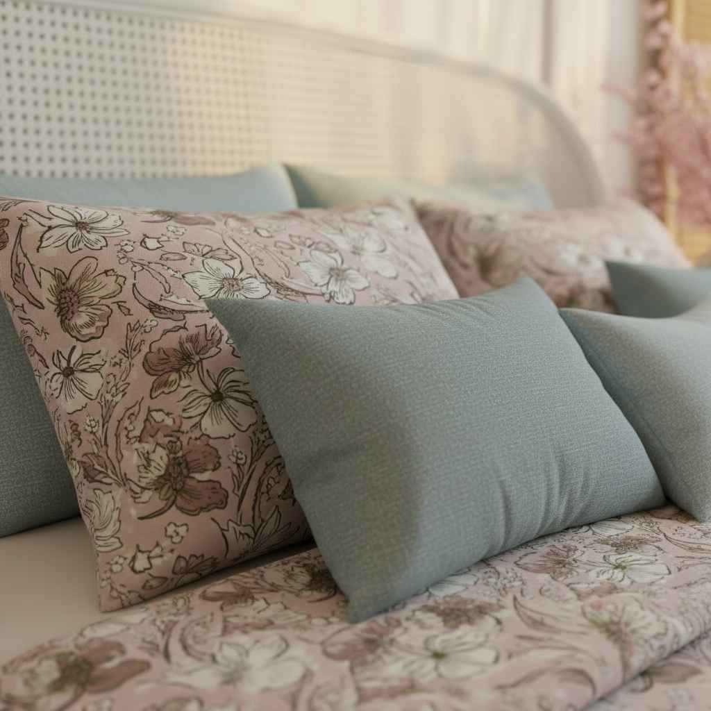 Vintage Botanical Wildflower Bedsheet Set — Dusty Rose & Ivory