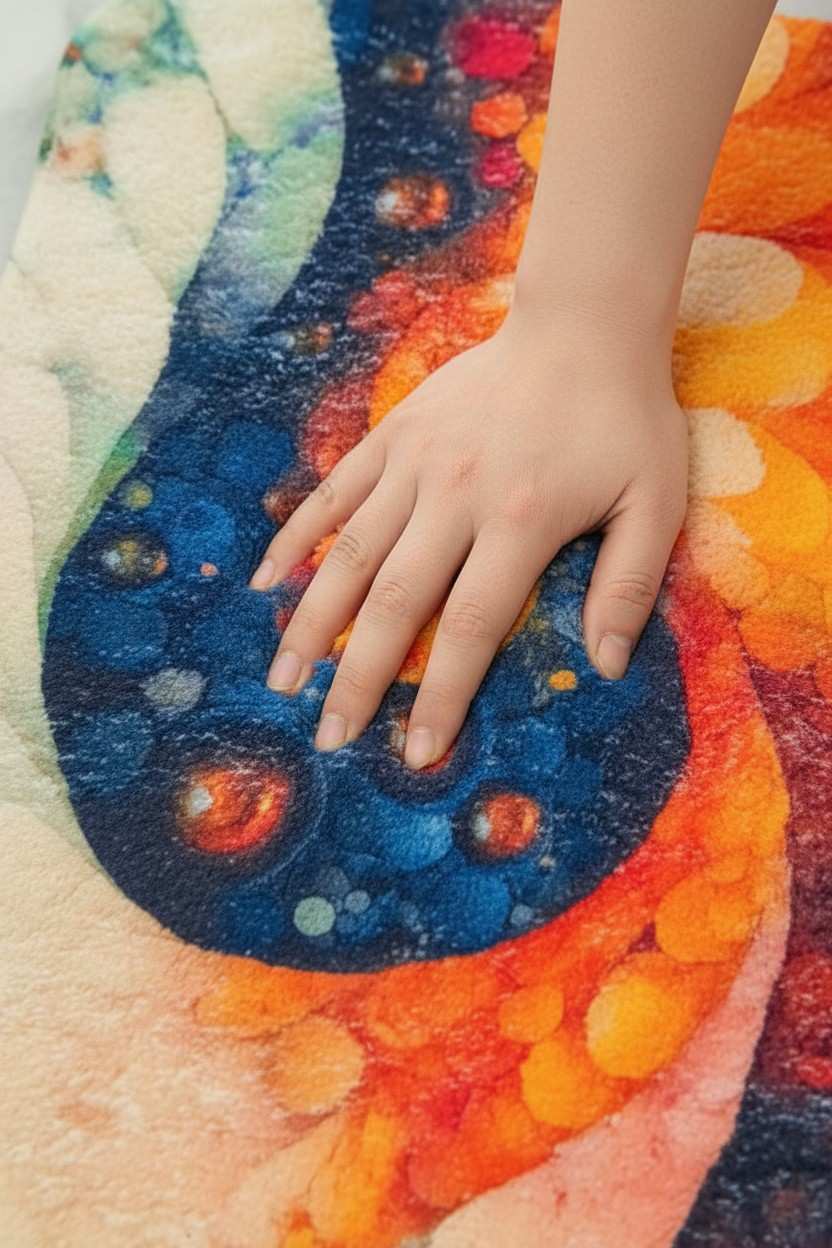 Bath Mat | Abstract Galaxy Swirl Art Print | Super Soft Plush | Multicolour Set of 2 Pcs