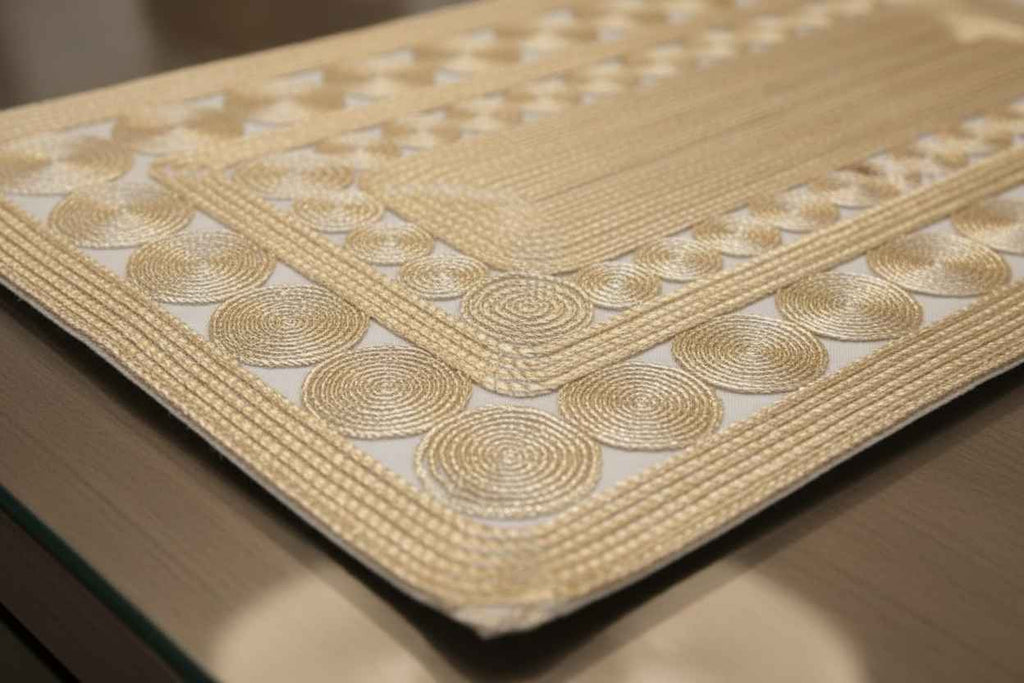 Gold Spiral Embroidered Table Runner