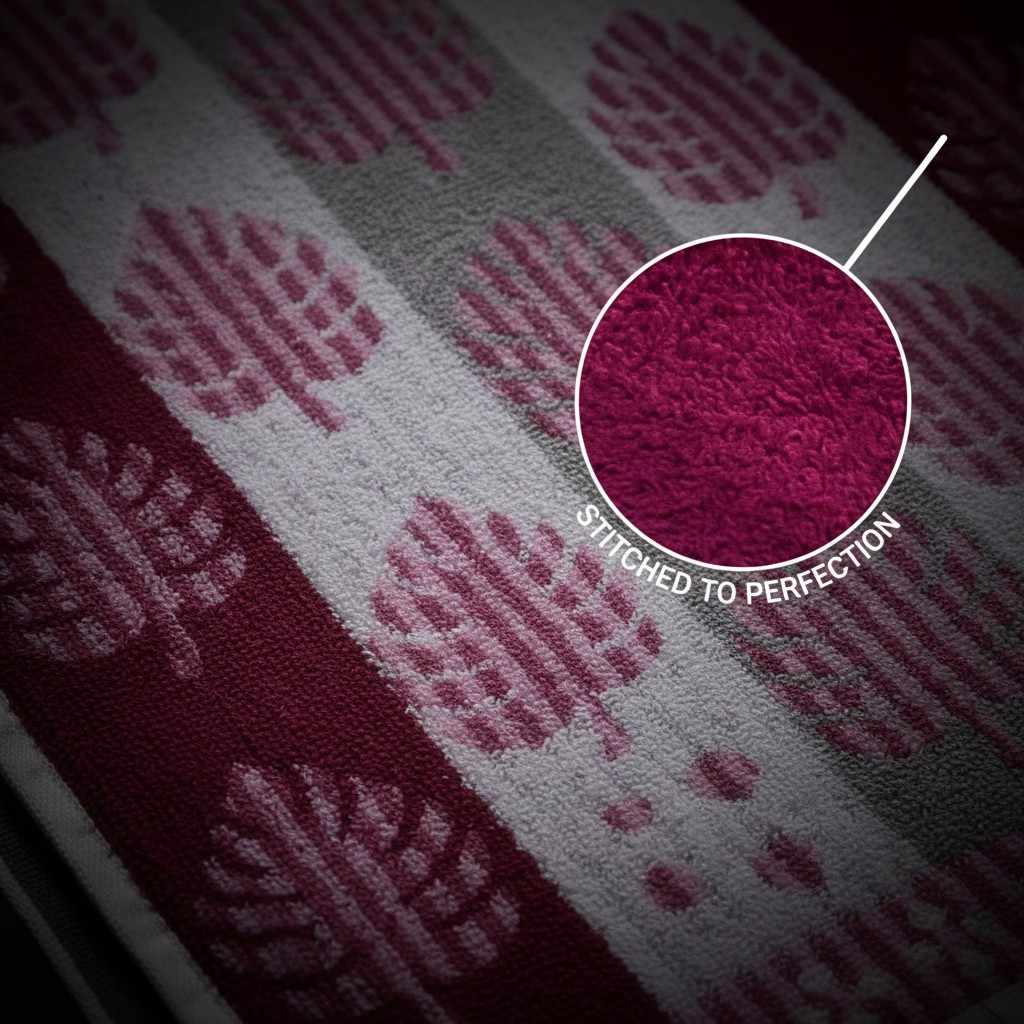 Hand Towel Block Print  – Burgundy & Pink Monstera Leaf | Set of 3