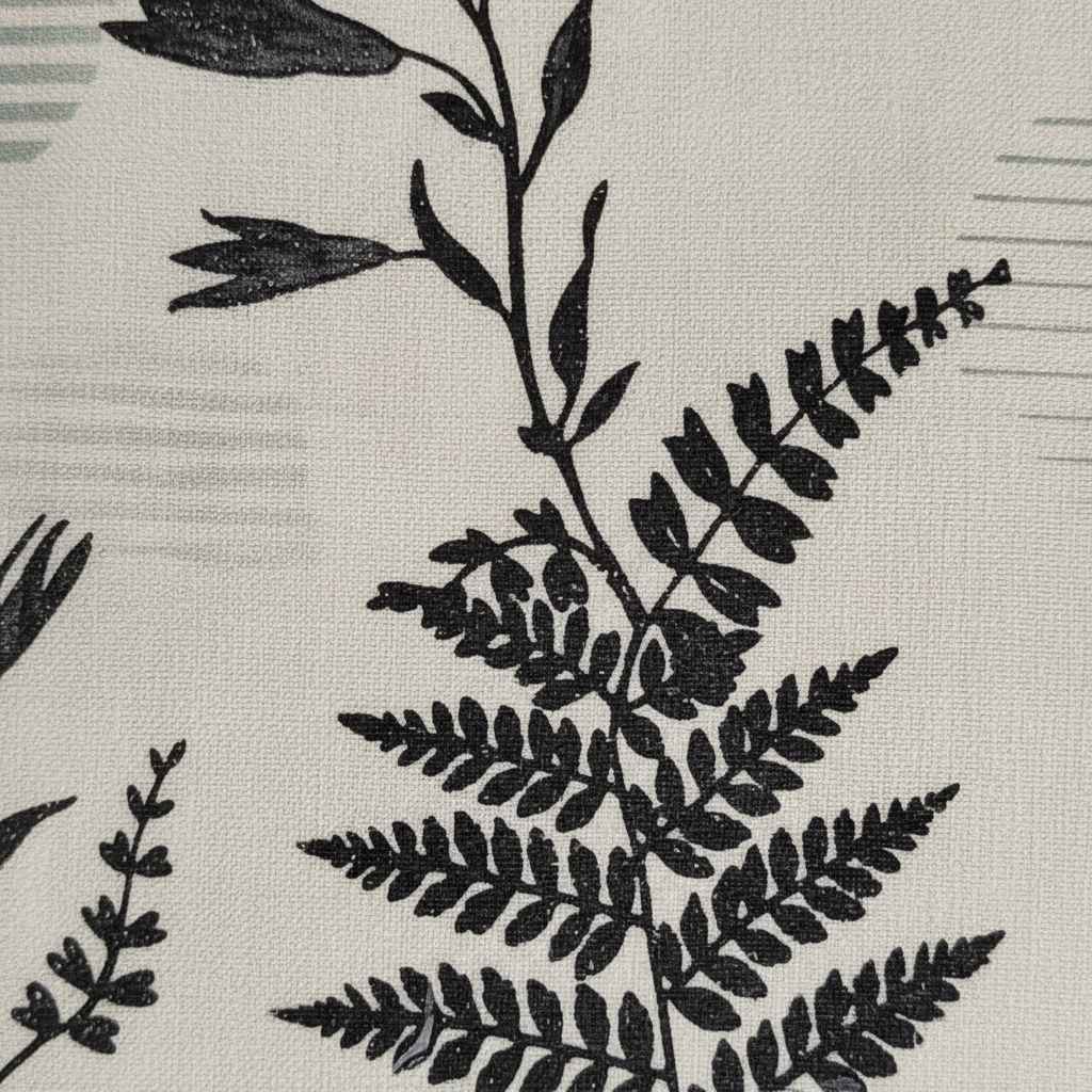 Botanical Floral Print Table Cover with Lace Border | Cream & Black