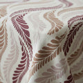 Feather Wave Print Table Cover with Jali Lace Border | Cream, Burgundy & Taupe
