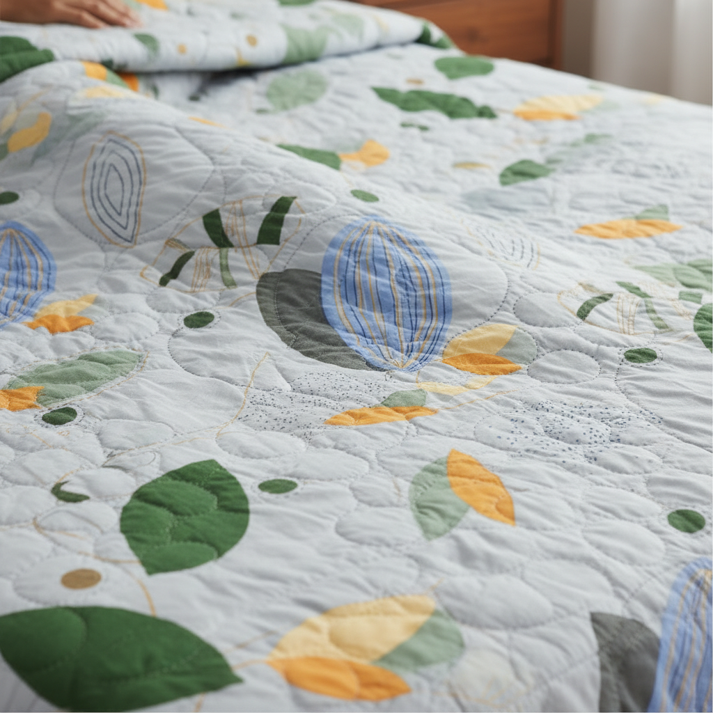 Summer Comforter Blue Abstract Geometric Double Bed  | Modern Quilted Bedding