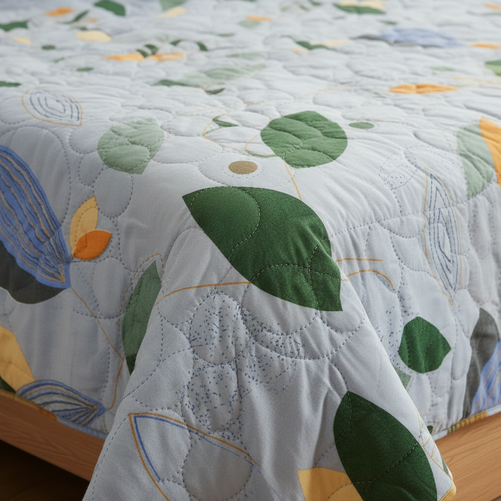 Summer Comforter Blue Abstract Geometric Double Bed  | Modern Quilted Bedding
