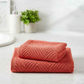 Premium Coral Terracotta Cotton Face Towel – 12 x 12 inch | Chevron Texture Wash Cloth