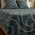 Teal Swirl Print Double Bedsheet with Pillow Covers