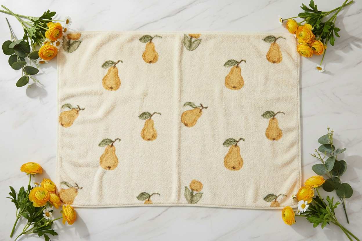 Bath Towel Microfiber | Cream Pear Print | Ultra Soft, Super Absorbent & Quick Dry | Unisex