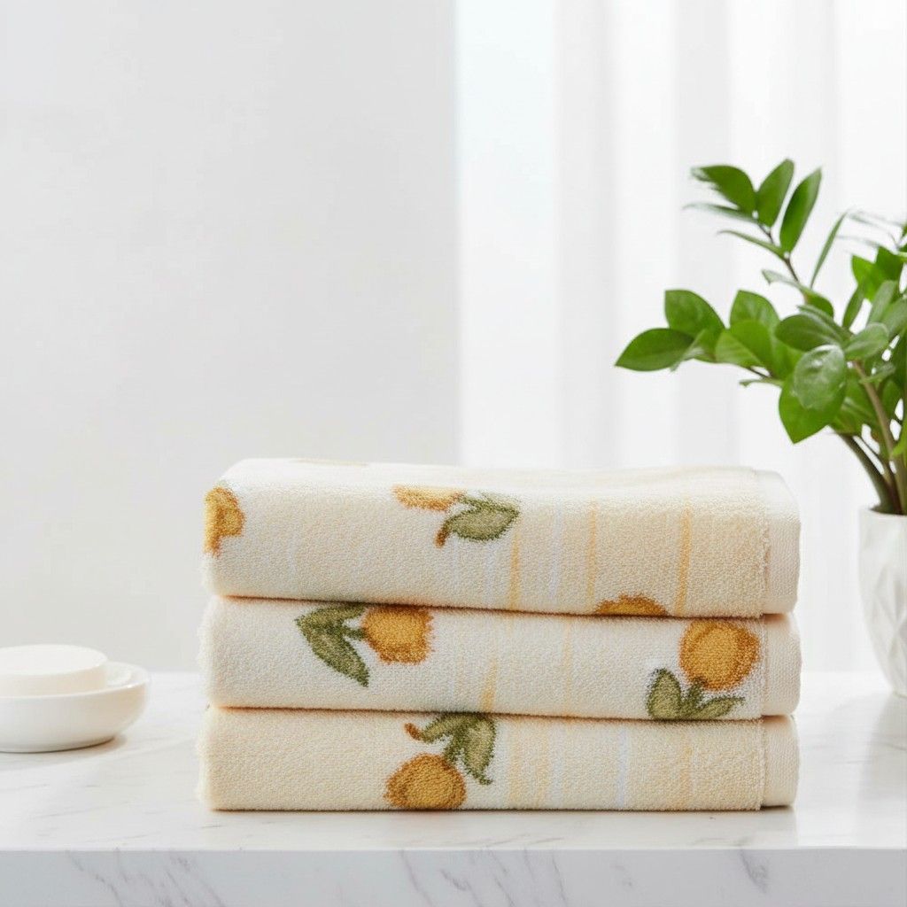 Bath Towel Microfiber | Cream Pear Print | Ultra Soft, Super Absorbent & Quick Dry | Unisex