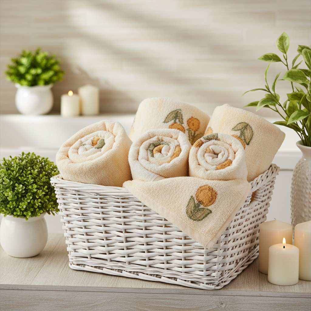 Bath Towel Microfiber | Cream Pear Print | Ultra Soft, Super Absorbent & Quick Dry | Unisex