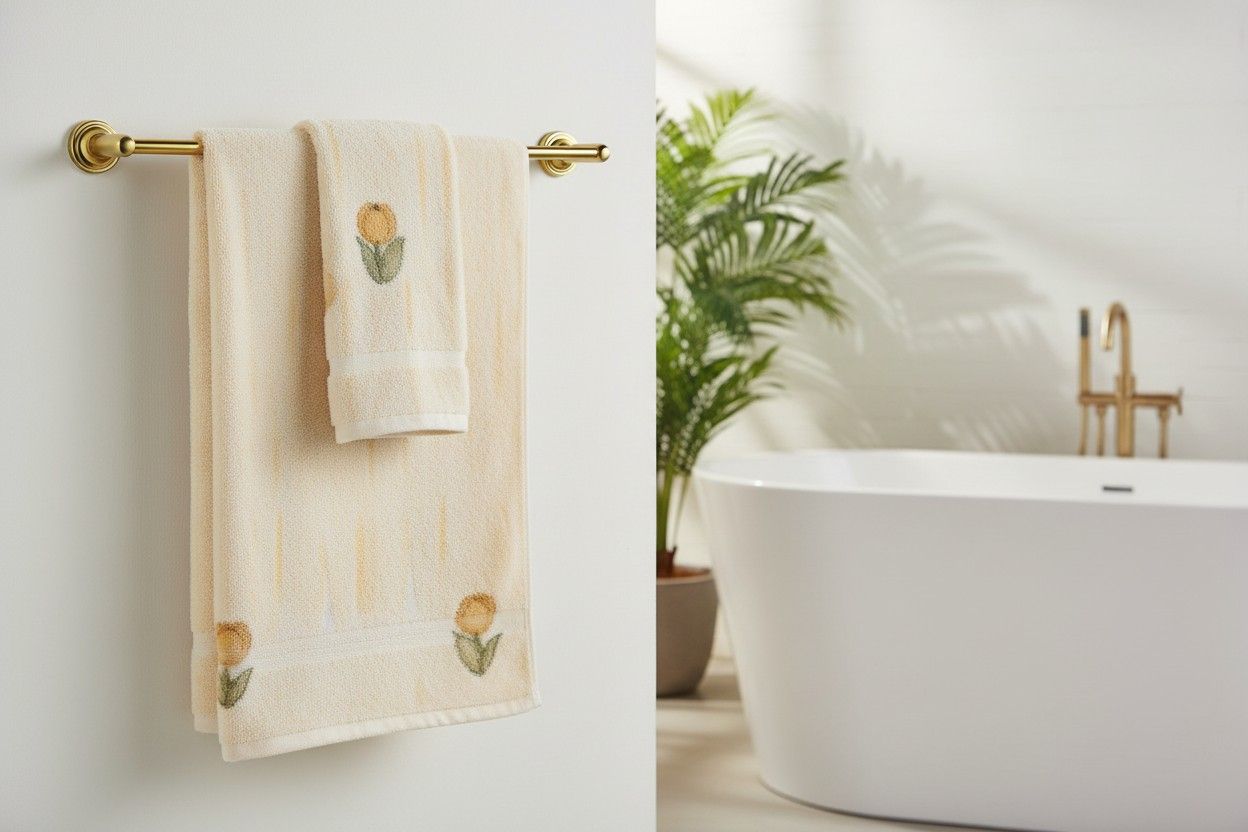 Bath Towel Microfiber | Cream Pear Print | Ultra Soft, Super Absorbent & Quick Dry | Unisex