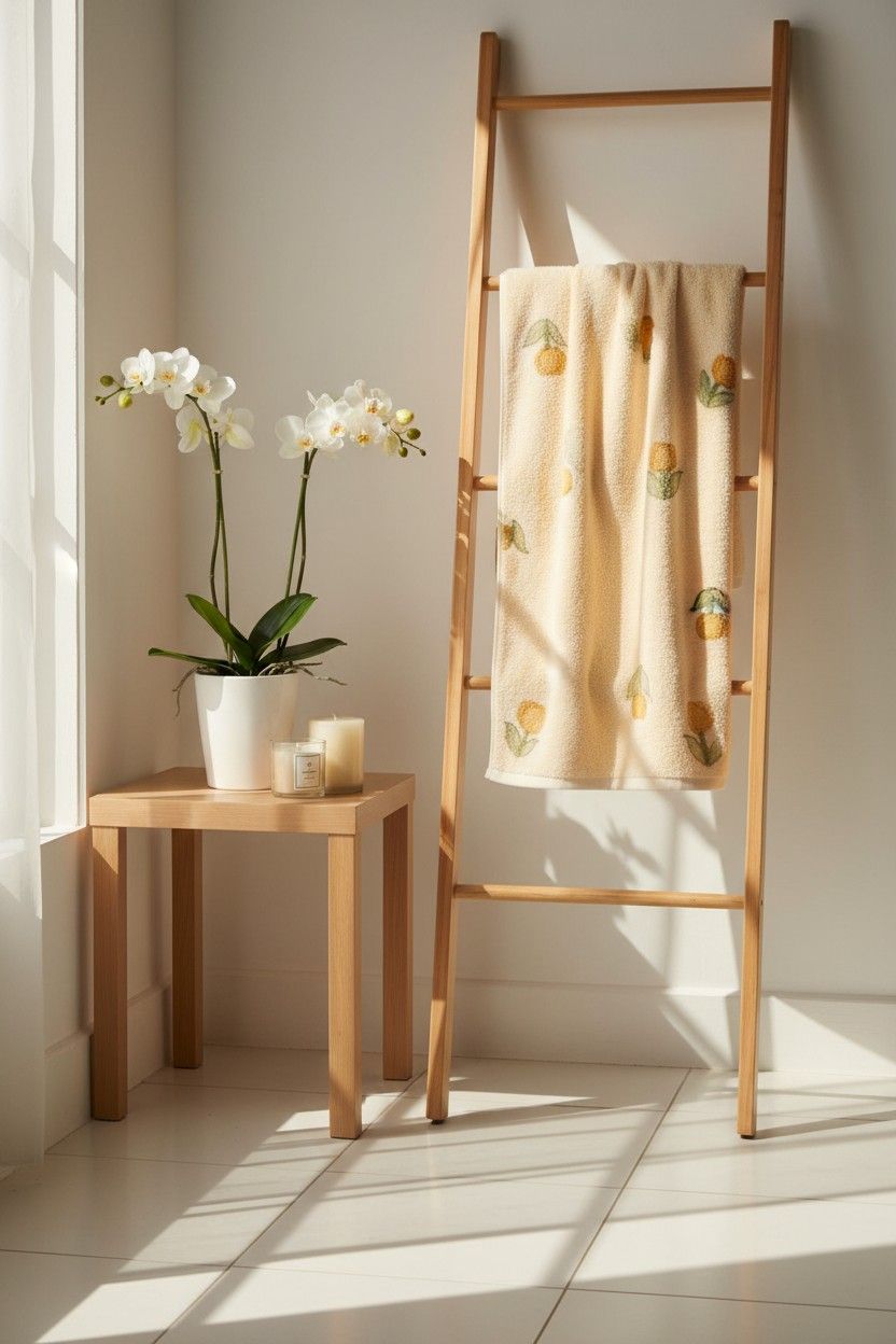 Bath Towel Microfiber | Cream Pear Print | Ultra Soft, Super Absorbent & Quick Dry | Unisex