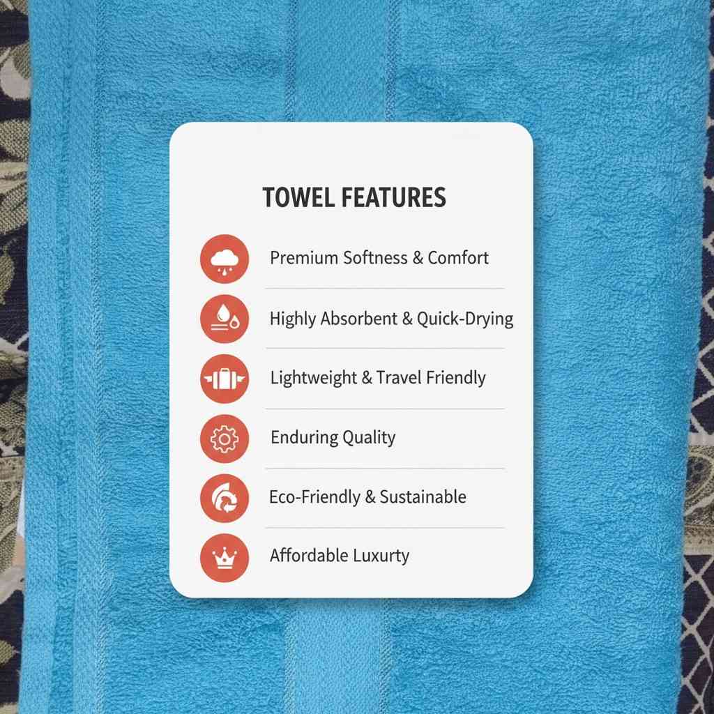 Cyan Bath Towel for Unisex | Soft, Absorbent & Quick Dry (Available in different colours)