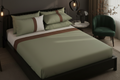 Olive Luxe Bedsheet Set – Sage Green & Mocha Brown Stripe