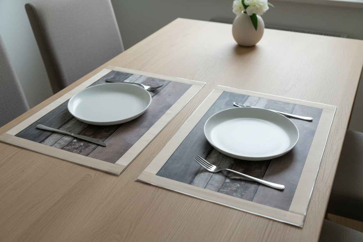Premium Dining Table Mat | Rustic Wood Print Placemat | Set of 6