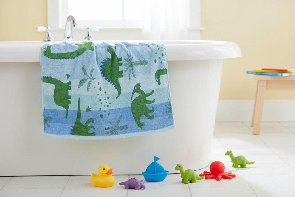 Hand Towel Kids | Dinosaur Print | Ultra Soft, Super Absorbent (Set of 3 Pcs)