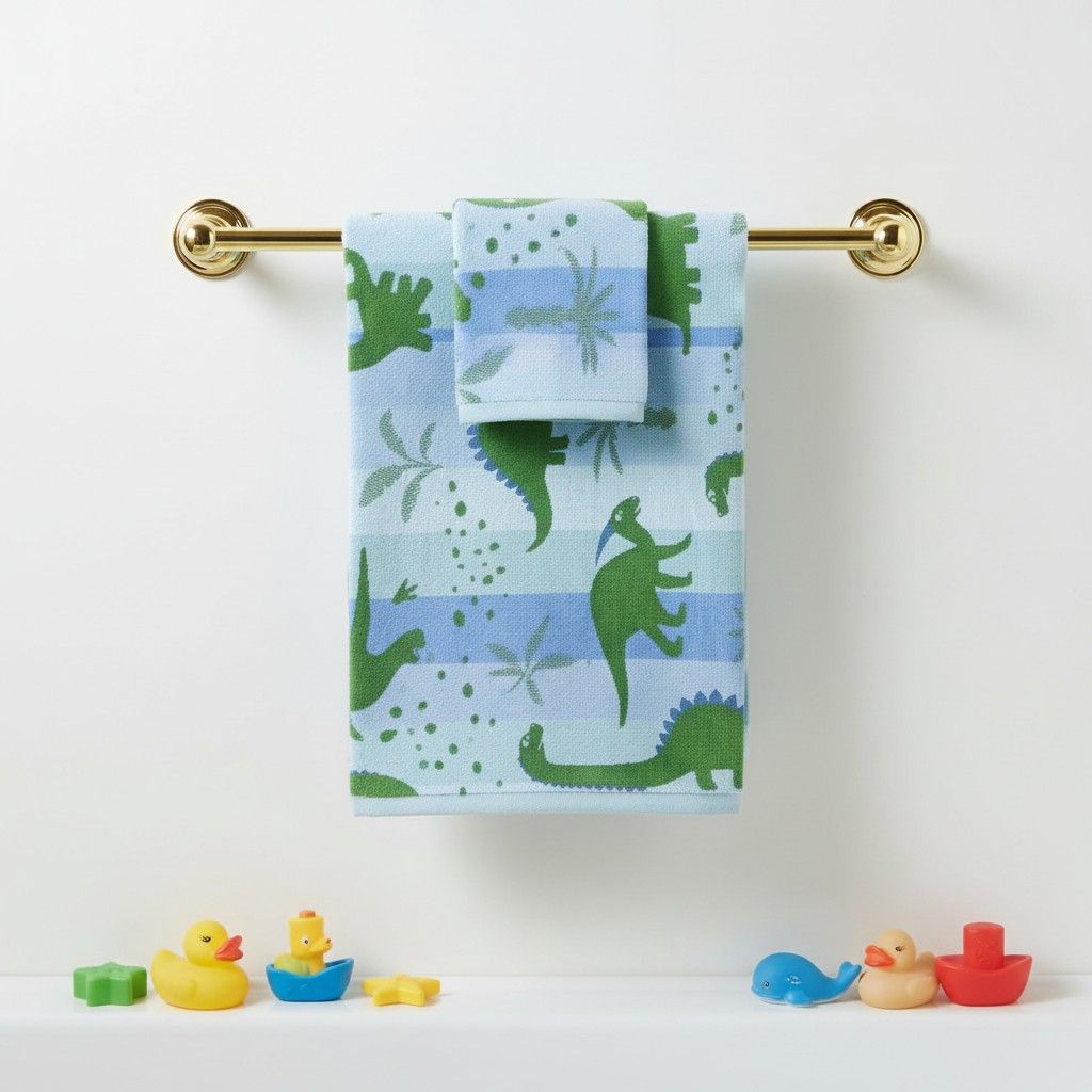 Hand Towel Kids | Dinosaur Print | Ultra Soft, Super Absorbent (Set of 3 Pcs)