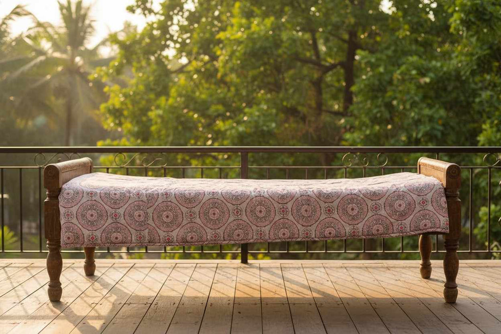 Dohar Single Bed | Blush Pink Medallion Print | AC Dohar | 100% Cotton (Set of 2 Pcs)