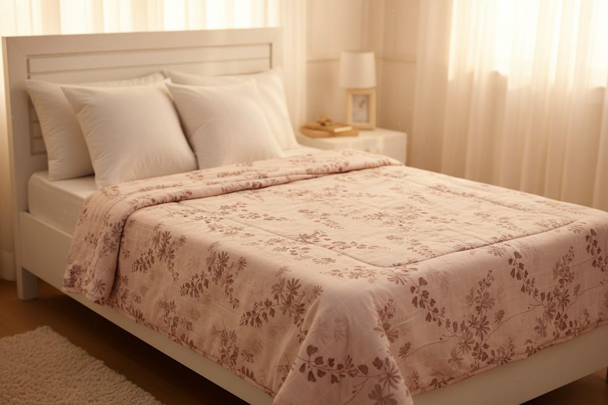 Dohar Single Bed |Pink Floral Print | AC Dohar | 100% Cotton (Set of 2 Pcs)