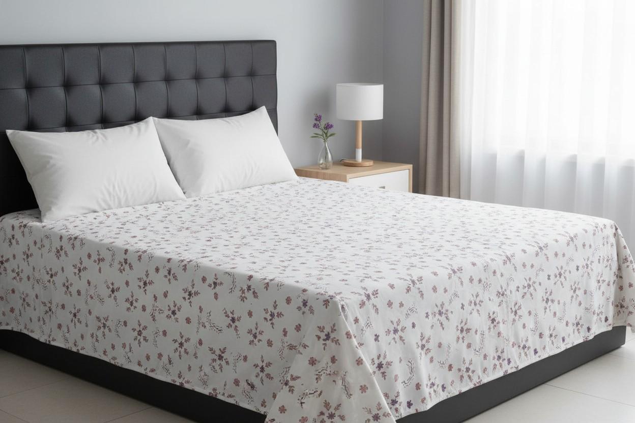 Dohar Double Bed | Floral Bouquet & Geometric Print | 100% Cotton