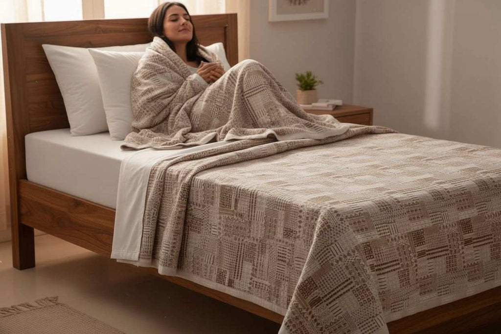Dohar Single Bed | Boho Patchwork Weave | AC Dohar | 100% Cotton (Set of 2 Pcs)