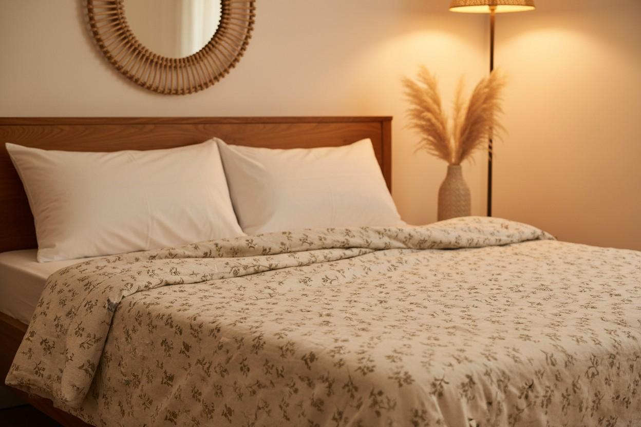 Dohar Double Bed | Botanical Floral Sprig Print | Reversible | 100% Cotton