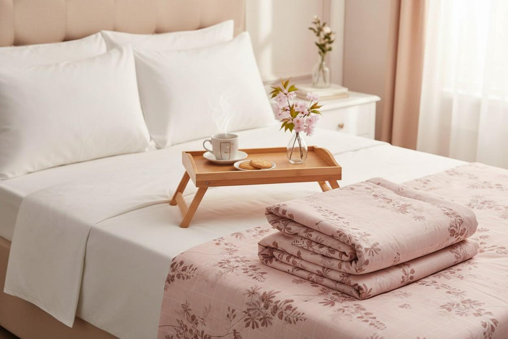 Dohar Single Bed |Pink Floral Print | AC Dohar | 100% Cotton (Set of 2 Pcs)