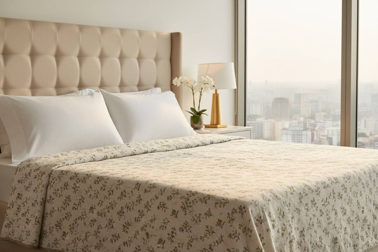 Dohar Double Bed | Botanical Floral Sprig Print | Reversible | 100% Cotton