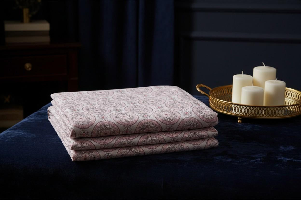 Dohar Single Bed | Blush Pink Medallion Print | AC Dohar | 100% Cotton (Set of 2 Pcs)