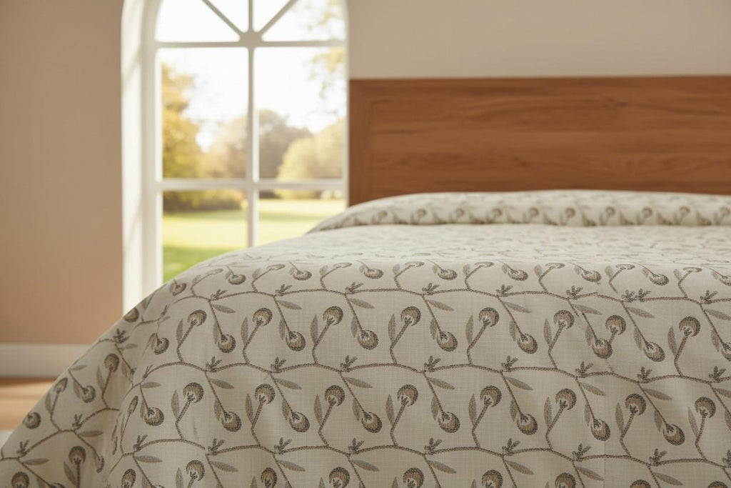 Dohar Double Bed | Trailing Vine & Poppy Bud Block Print | 100% Cotton