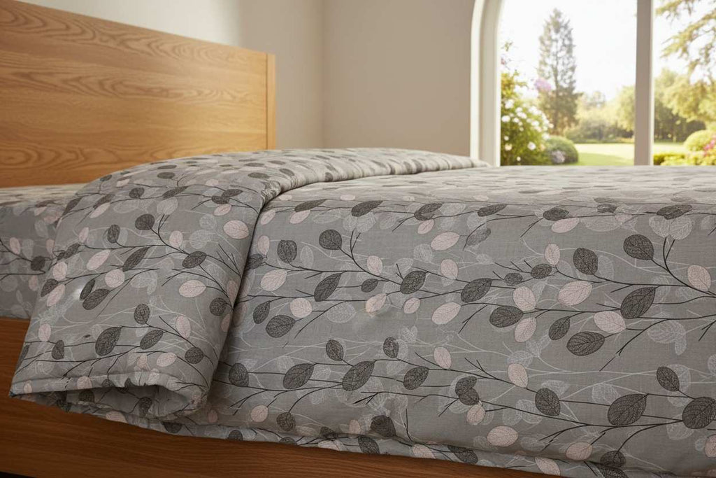 Dohar Double Bed | Trailing Branch & Oval Leaf Print | AC Dohar | 100% Cotton