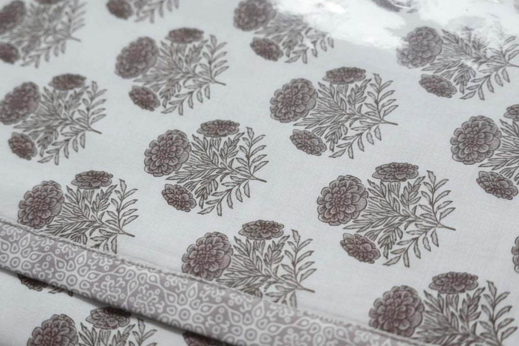 Dohar Double Bed  | Marigold Floral Block Print | AC Dohar | 100% Cotton