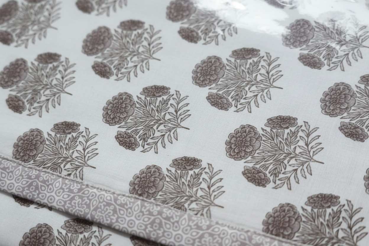 Dohar Double Bed  | Marigold Floral Block Print | AC Dohar | 100% Cotton