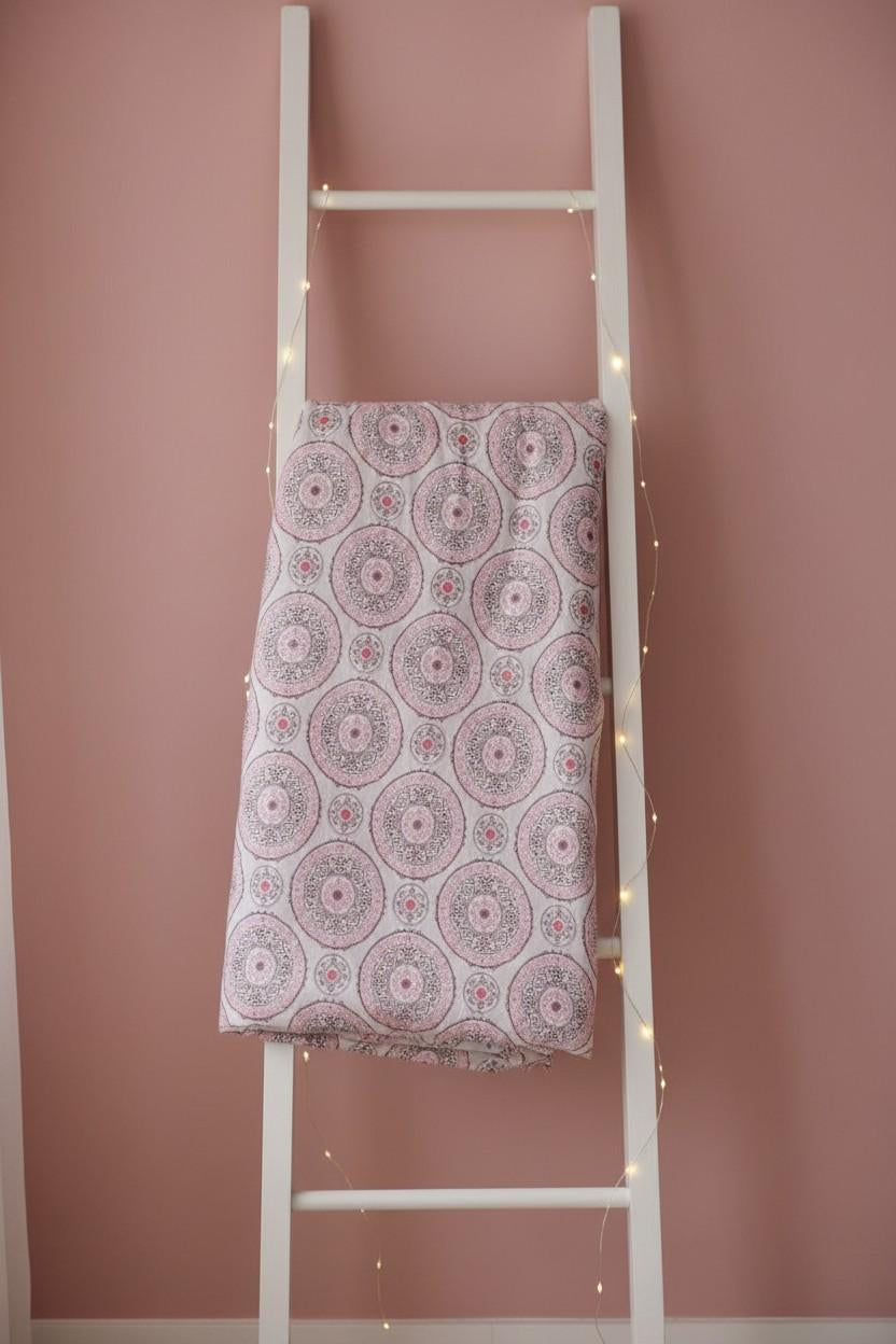 Dohar Single Bed | Blush Pink Medallion Print | AC Dohar | 100% Cotton (Set of 2 Pcs)