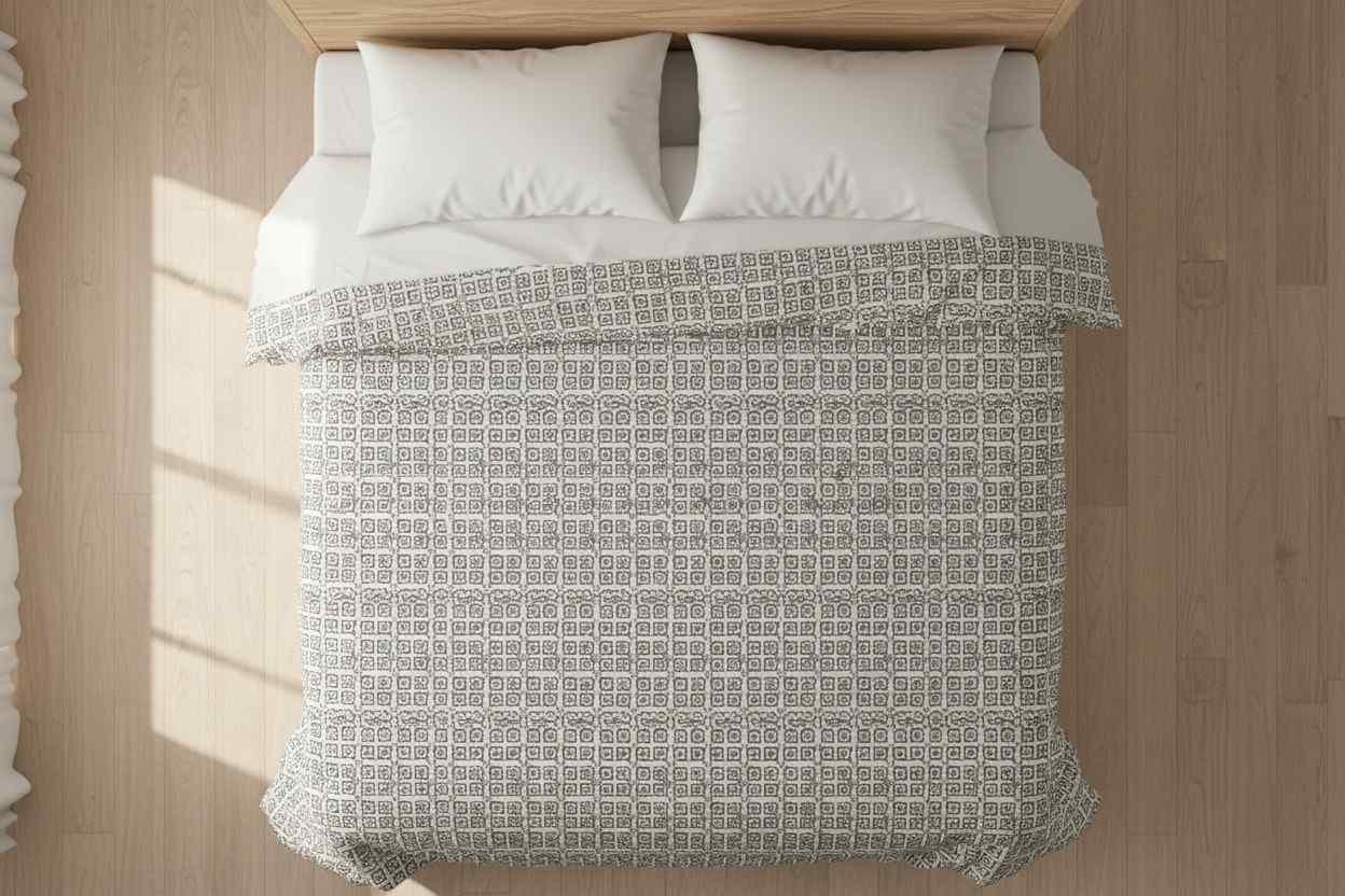 Dohar Double Bed | Geometric Maze & Floral Print | 100% Cotton