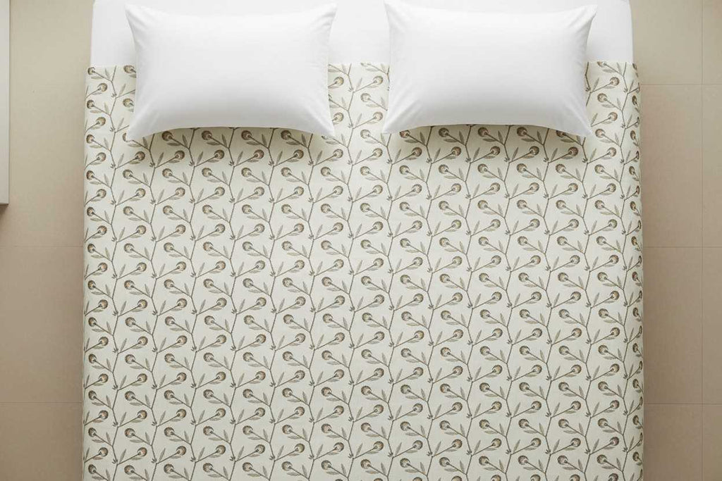 Dohar Double Bed | Trailing Vine & Poppy Bud Block Print | 100% Cotton