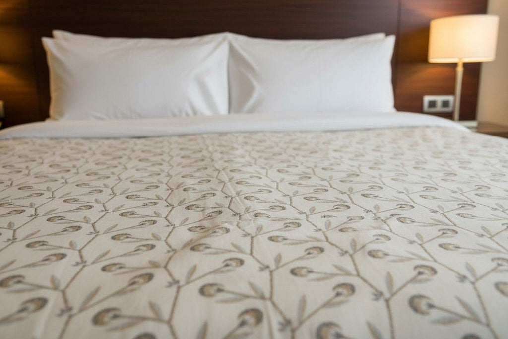 Dohar Double Bed | Trailing Vine & Poppy Bud Block Print | 100% Cotton