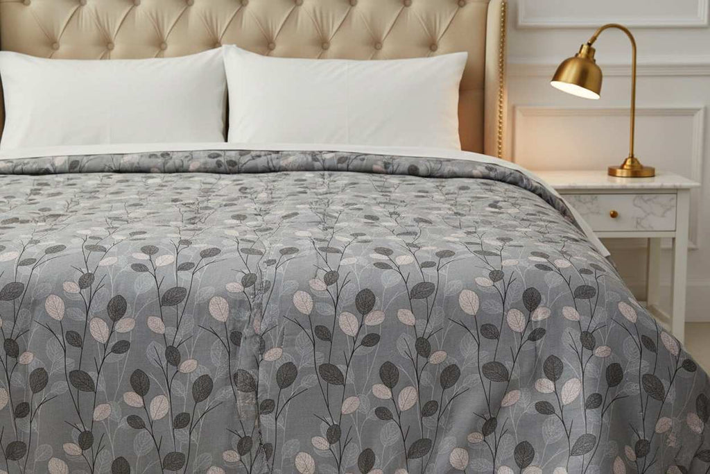 Dohar Double Bed | Trailing Branch & Oval Leaf Print | AC Dohar | 100% Cotton