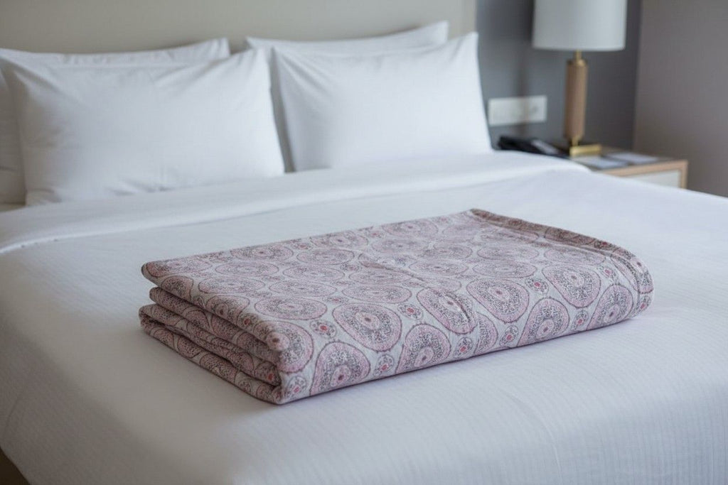 Dohar Single Bed | Blush Pink Medallion Print | AC Dohar | 100% Cotton (Set of 2 Pcs)