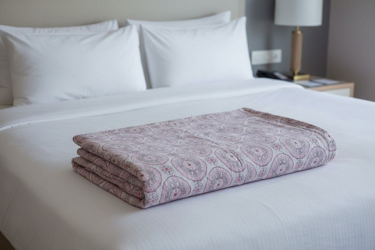 Dohar Single Bed | Blush Pink Medallion Print | AC Dohar | 100% Cotton (Set of 2 Pcs)
