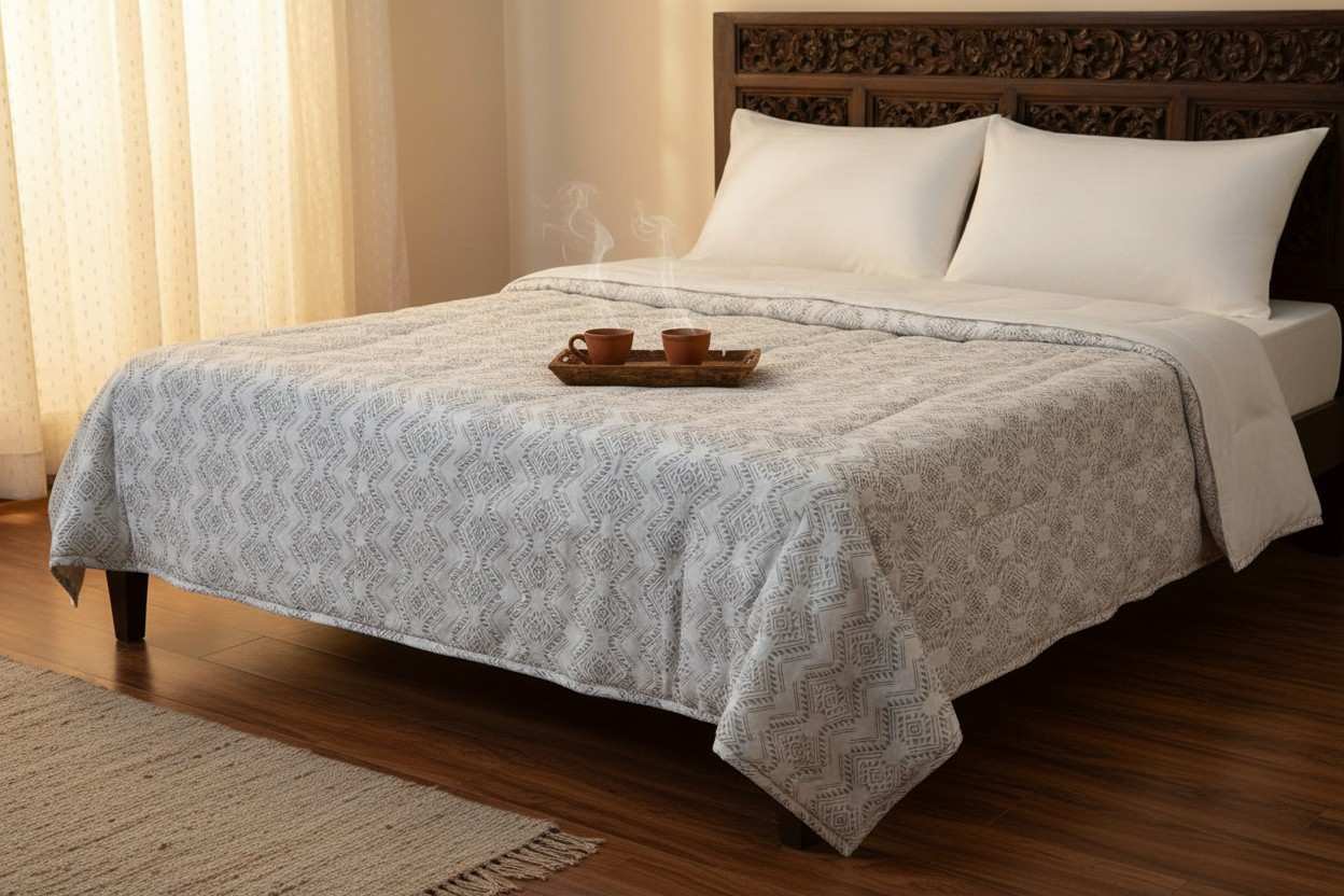 Dohar Double Bed  | Aztec Geometric Diamond Print | 100% Cotton