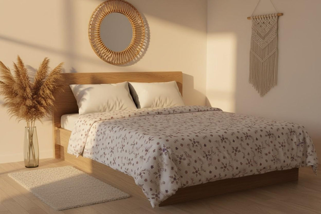 Dohar Double Bed | Floral Bouquet & Geometric Print | 100% Cotton