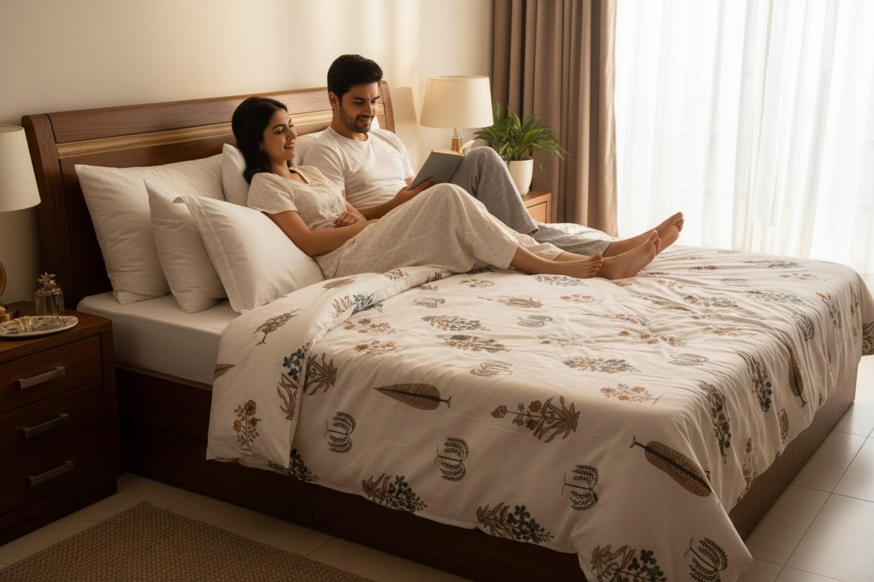 Double Dohar | Botanical Floral Print | 100% Cotton |