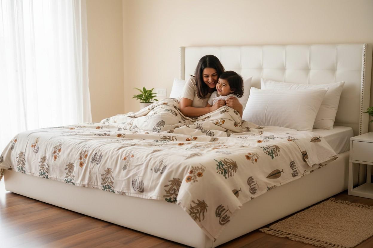 Double Dohar | Botanical Floral Print | 100% Cotton |