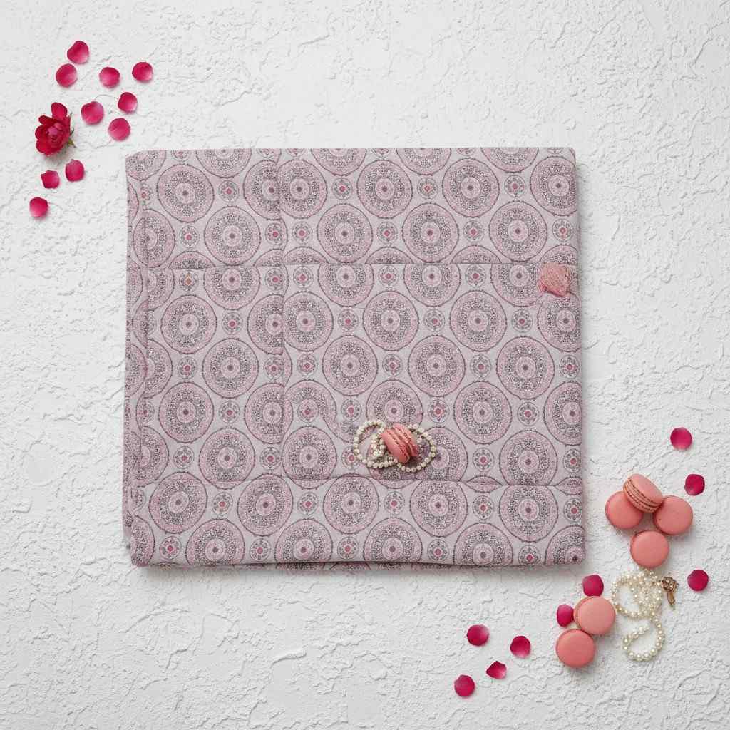 Dohar Single Bed | Blush Pink Medallion Print | AC Dohar | 100% Cotton (Set of 2 Pcs)